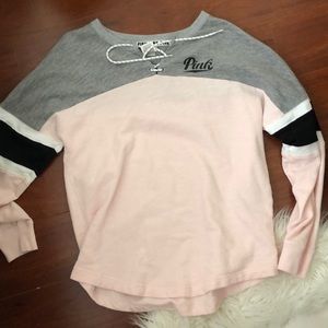 PINK color block long sleeve